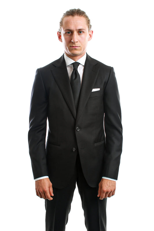 Black Super 130's virgin wool Edison suit