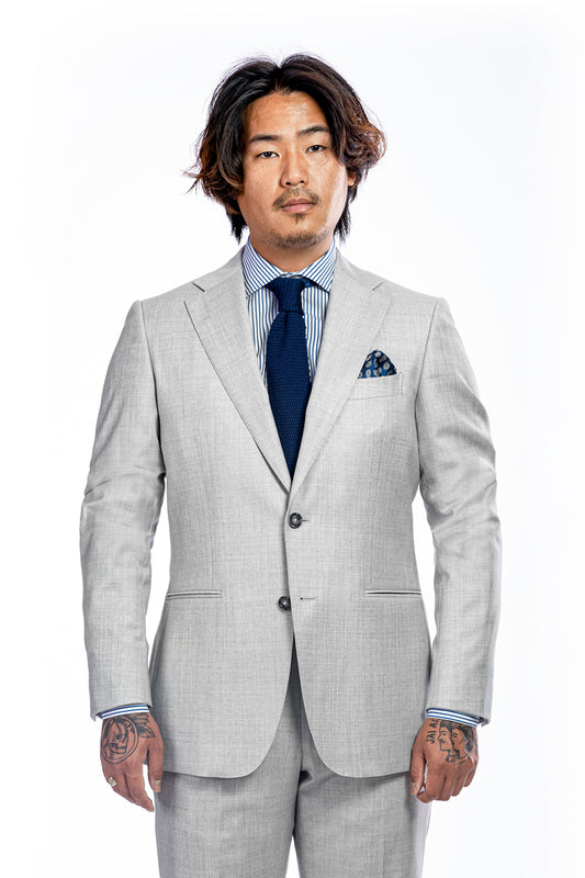 Light grey Super 130's virgin wool Edison suit